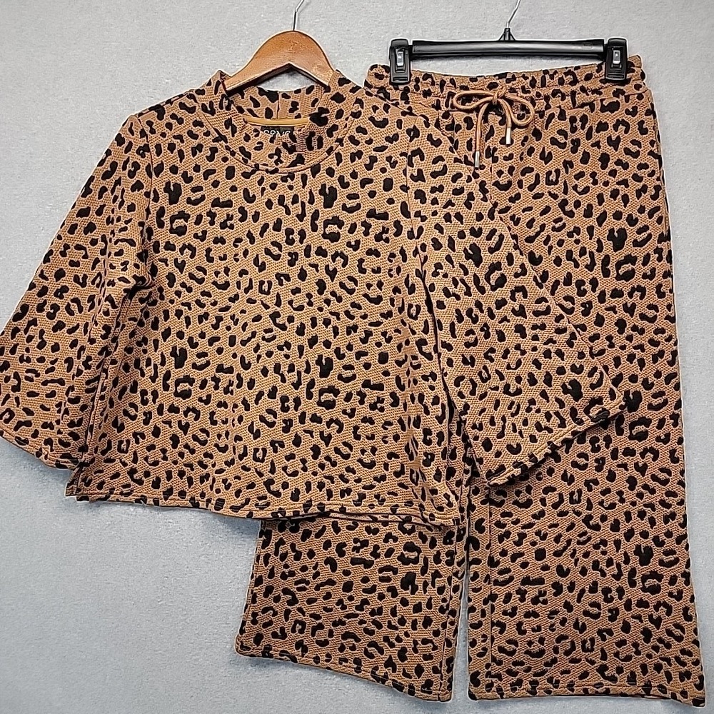 SSYS The Label Parker Set Two-piece Tan Animal Print Women's Small 4-6 Comfort‎ - Picture 2 of 15